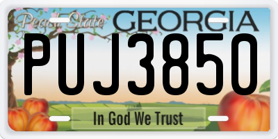 GA license plate PUJ3850
