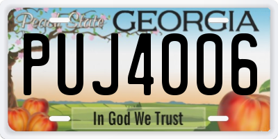 GA license plate PUJ4006