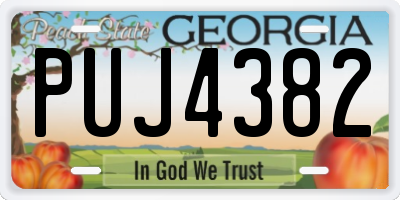 GA license plate PUJ4382
