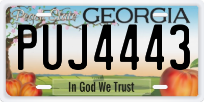 GA license plate PUJ4443