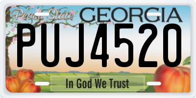 GA license plate PUJ4520