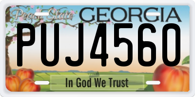 GA license plate PUJ4560