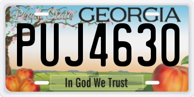 GA license plate PUJ4630