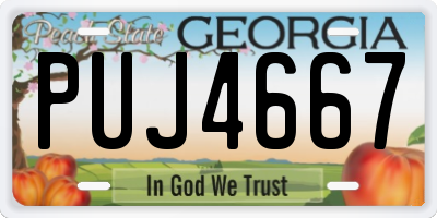 GA license plate PUJ4667