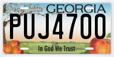 GA license plate PUJ4700