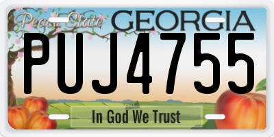 GA license plate PUJ4755