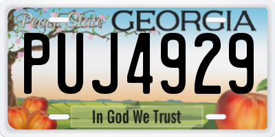 GA license plate PUJ4929