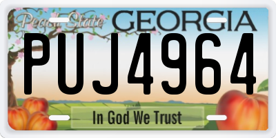 GA license plate PUJ4964