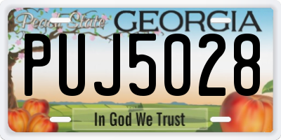 GA license plate PUJ5028