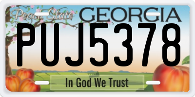GA license plate PUJ5378