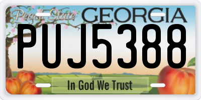 GA license plate PUJ5388