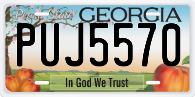 GA license plate PUJ5570