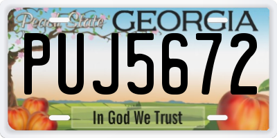 GA license plate PUJ5672