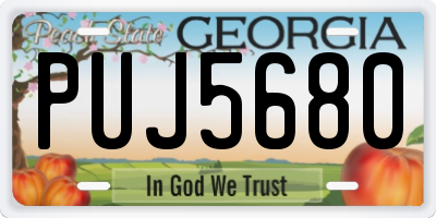 GA license plate PUJ5680