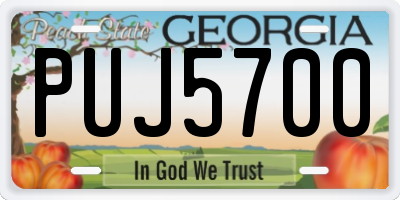 GA license plate PUJ5700