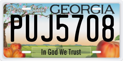 GA license plate PUJ5708