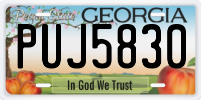 GA license plate PUJ5830