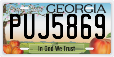 GA license plate PUJ5869