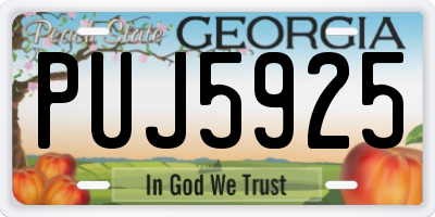 GA license plate PUJ5925