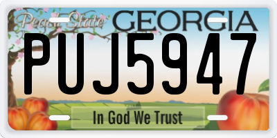 GA license plate PUJ5947