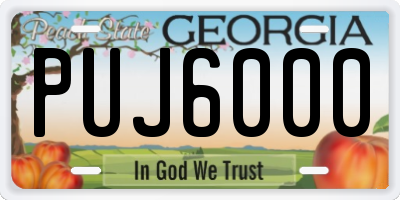 GA license plate PUJ6000