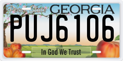 GA license plate PUJ6106