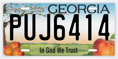 GA license plate PUJ6414