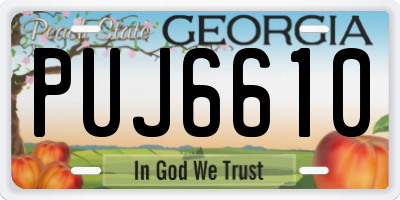 GA license plate PUJ6610