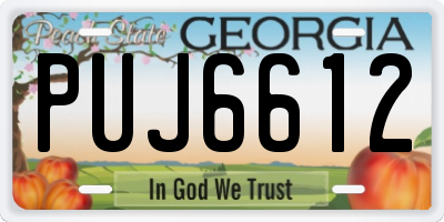 GA license plate PUJ6612