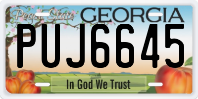 GA license plate PUJ6645