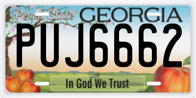 GA license plate PUJ6662