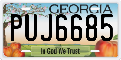 GA license plate PUJ6685
