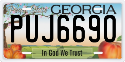 GA license plate PUJ6690
