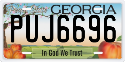 GA license plate PUJ6696