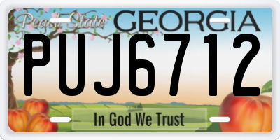 GA license plate PUJ6712