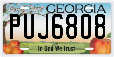GA license plate PUJ6808