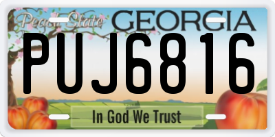 GA license plate PUJ6816