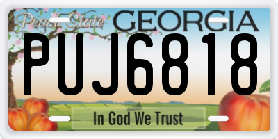 GA license plate PUJ6818