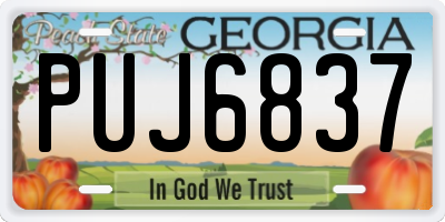 GA license plate PUJ6837