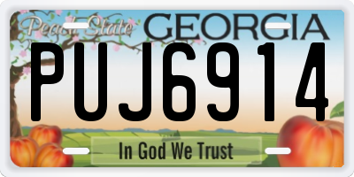 GA license plate PUJ6914