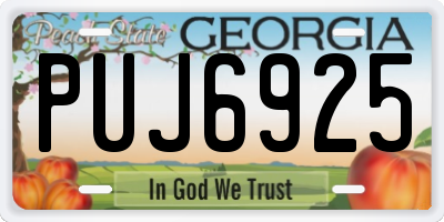 GA license plate PUJ6925