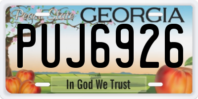 GA license plate PUJ6926