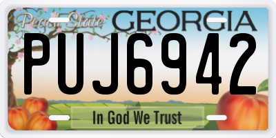 GA license plate PUJ6942