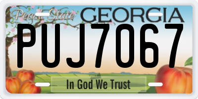 GA license plate PUJ7067