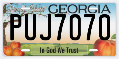 GA license plate PUJ7070