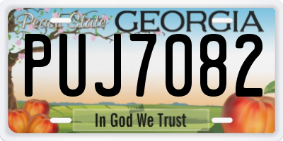 GA license plate PUJ7082