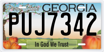 GA license plate PUJ7342