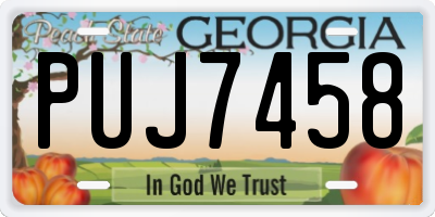 GA license plate PUJ7458