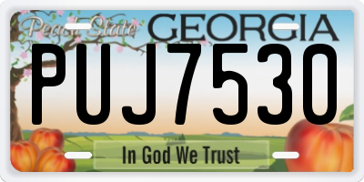GA license plate PUJ7530