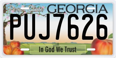 GA license plate PUJ7626
